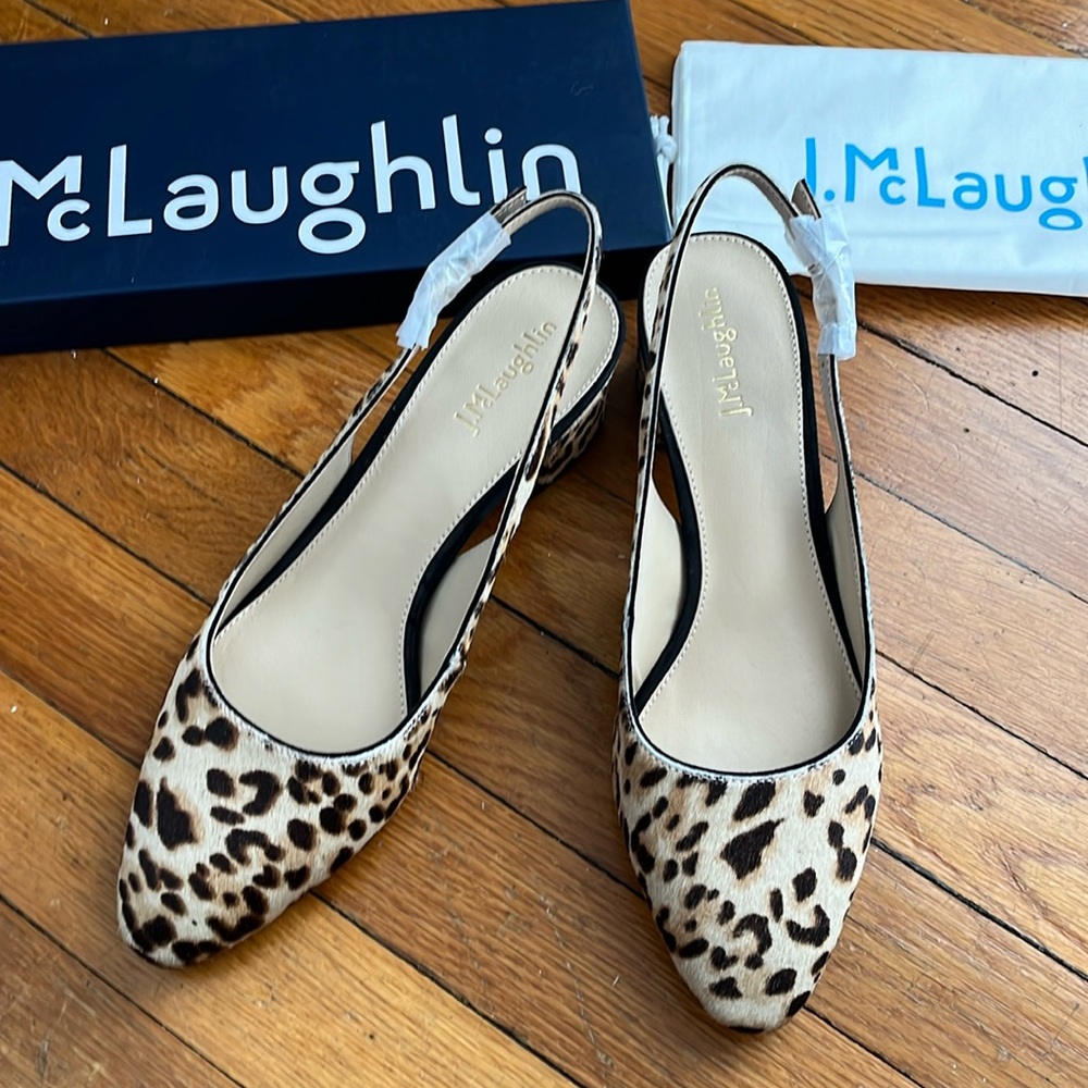 New L.McLaughlin cheetah style sling back